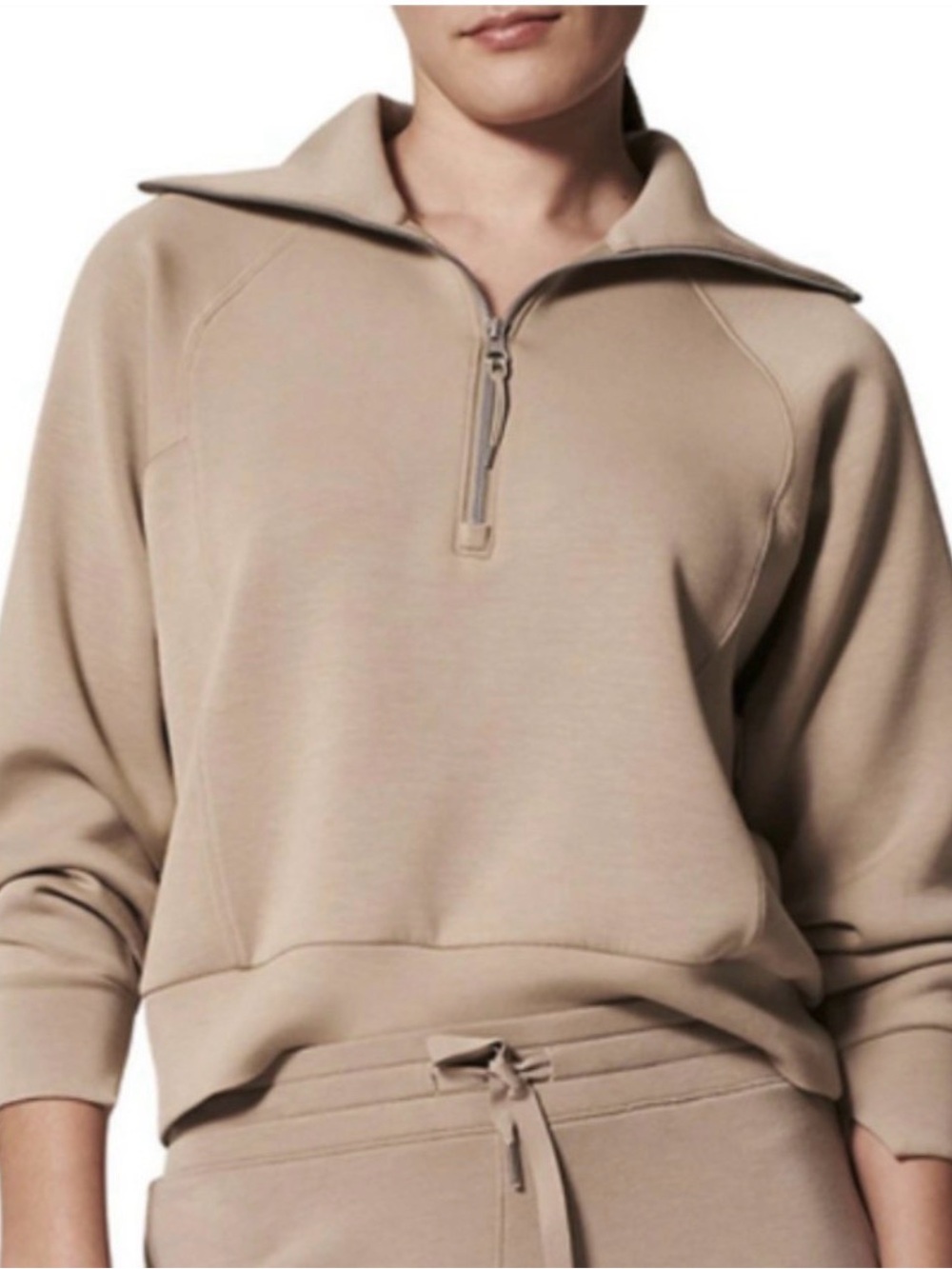Spanx Airessentials Half-Zip Sweatshirt Fawn Size XS